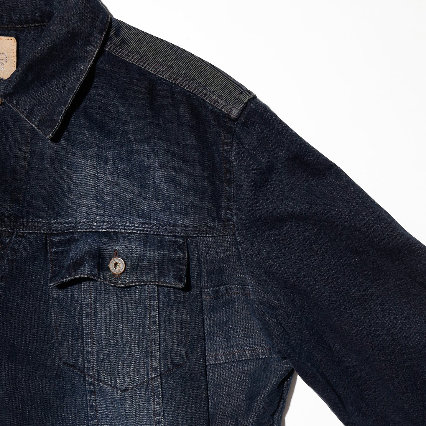 *one-off faded unbalance trucker jacket