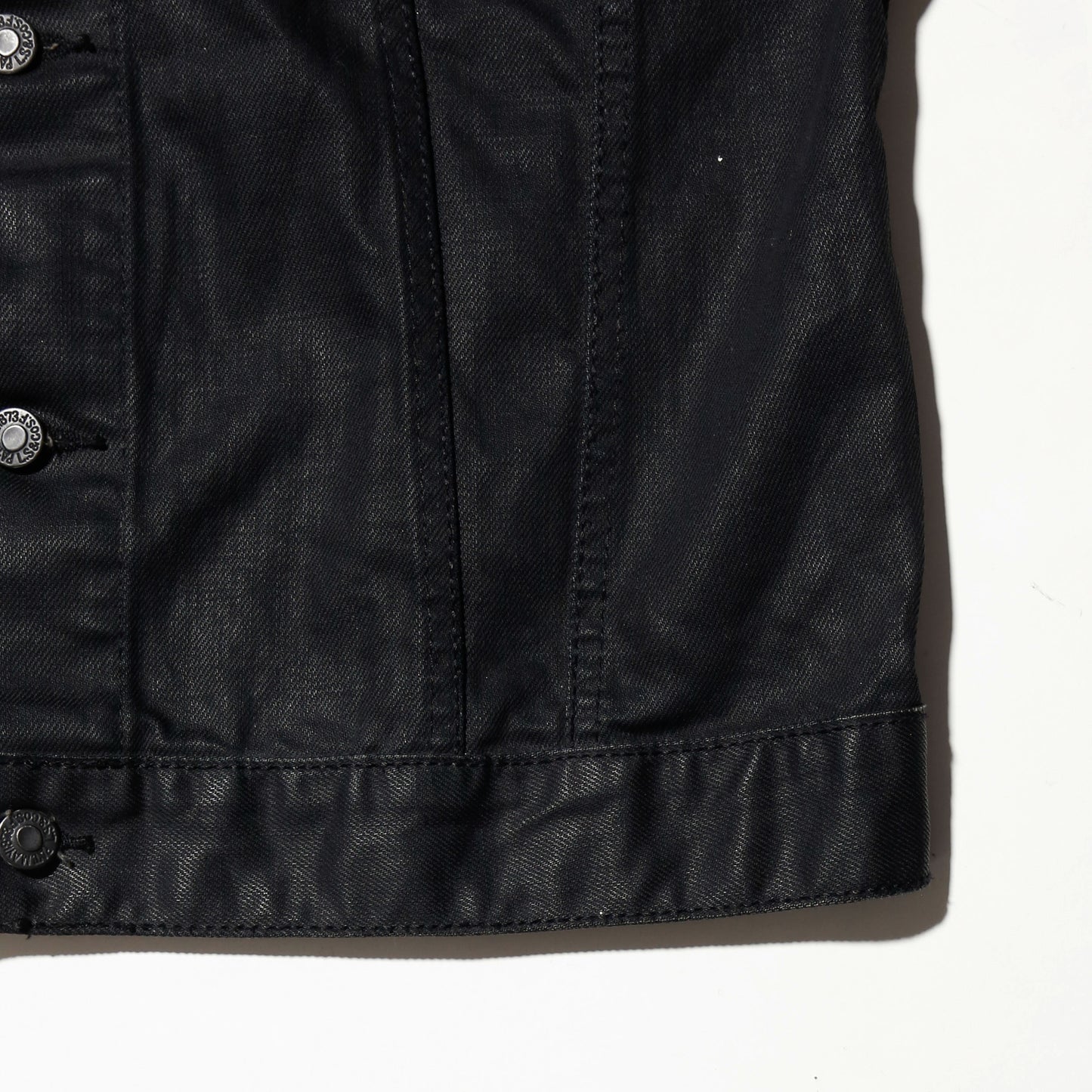*one-off fringe zipped luster trucker jacket