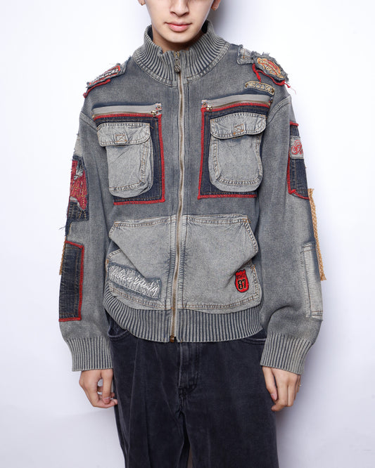 vintage repaired custom command knit jacket