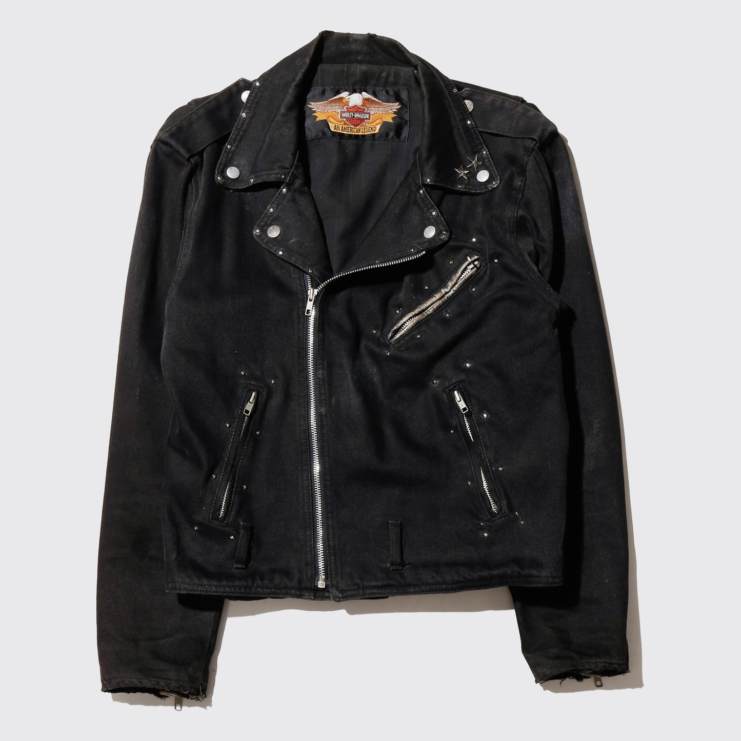 vintage 90's harley-davidson studs double riders jacket