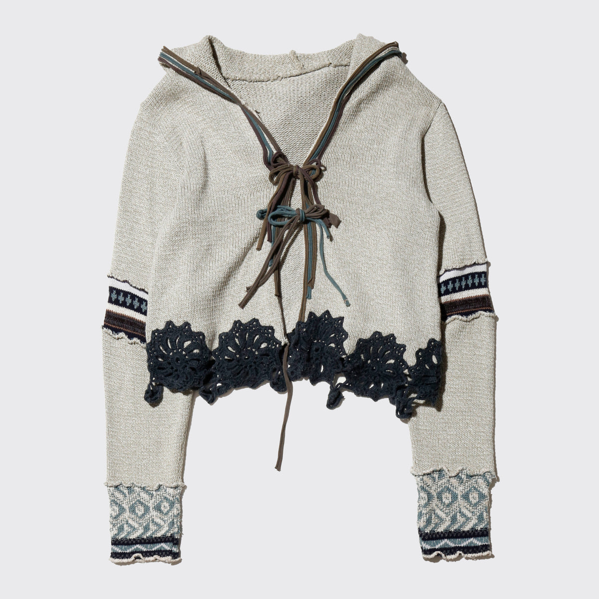 vintage hybrid folklore knit hoodie