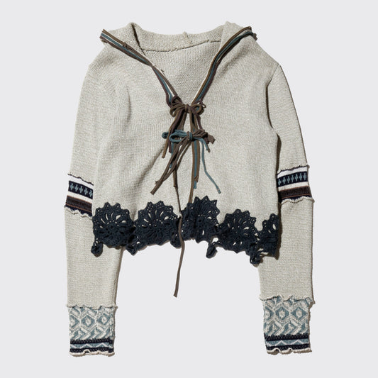 vintage hybrid folklore knit hoodie