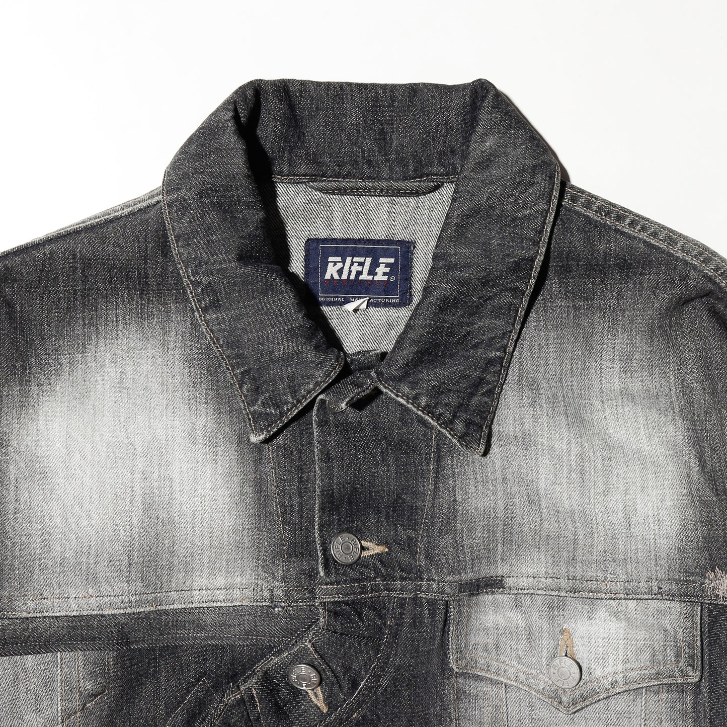 *one-off faded unbalance trucker jacket