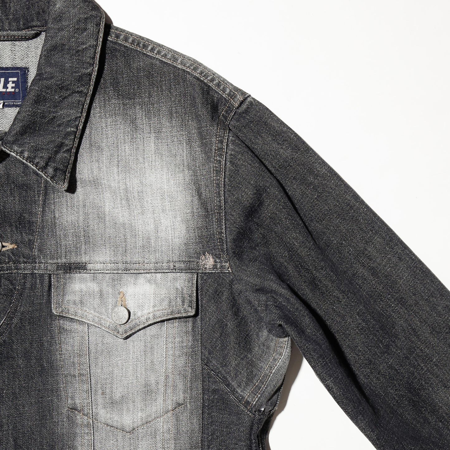 *one-off faded unbalance trucker jacket