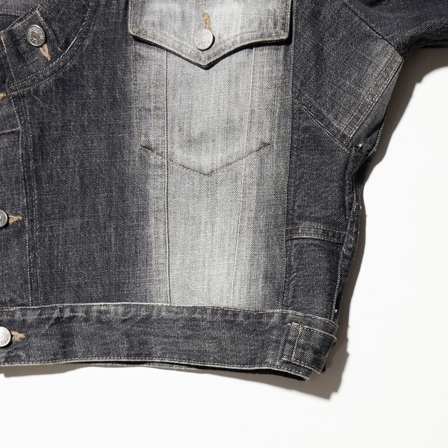 *one-off faded unbalance trucker jacket