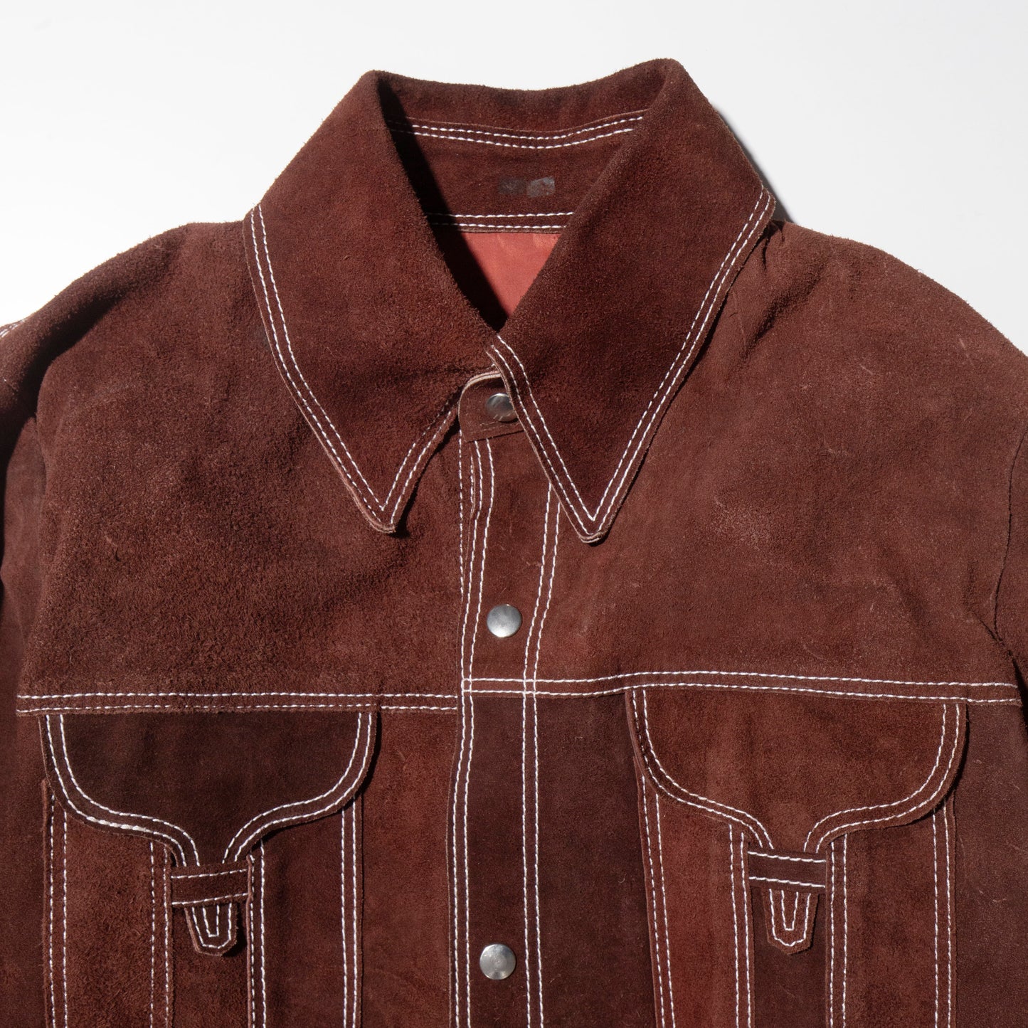 vintage 70's stitched suede trucker jacket