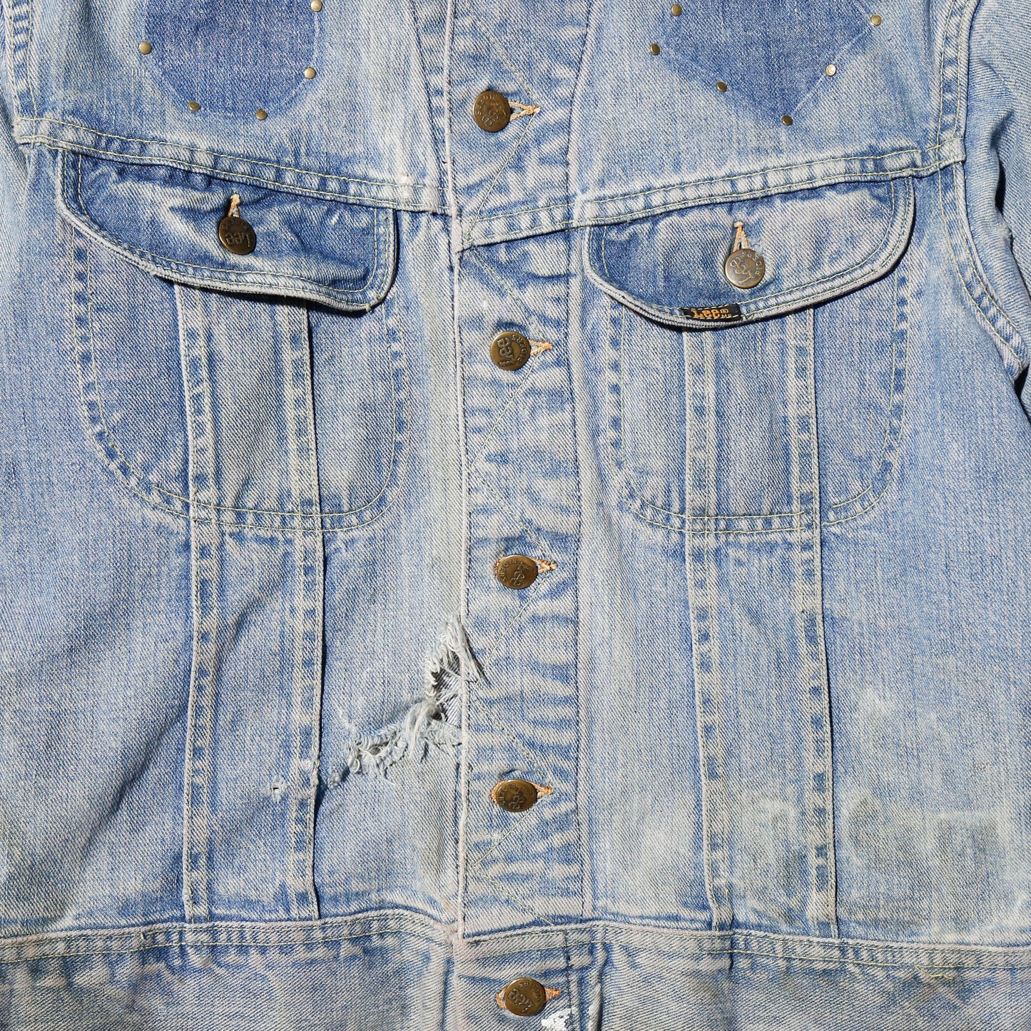 vintage 70's lee ghosts studs trucker jacket