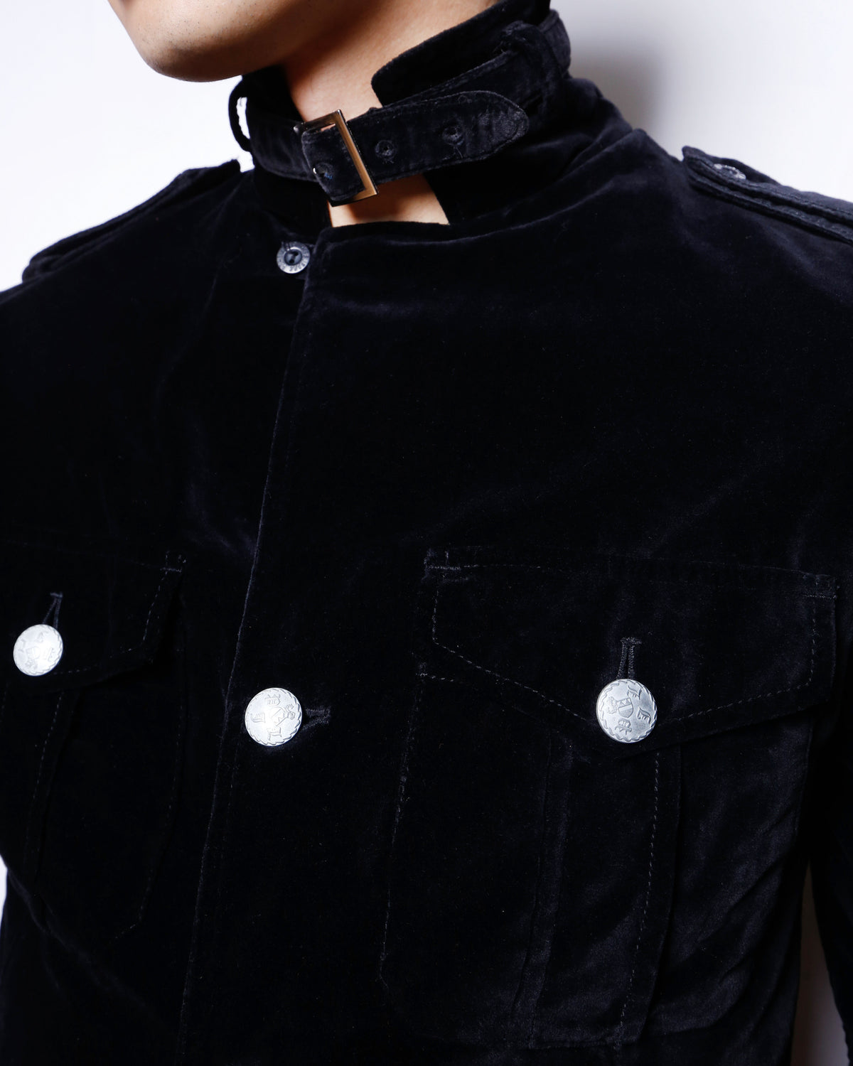vintage cropped velvet officer jacket