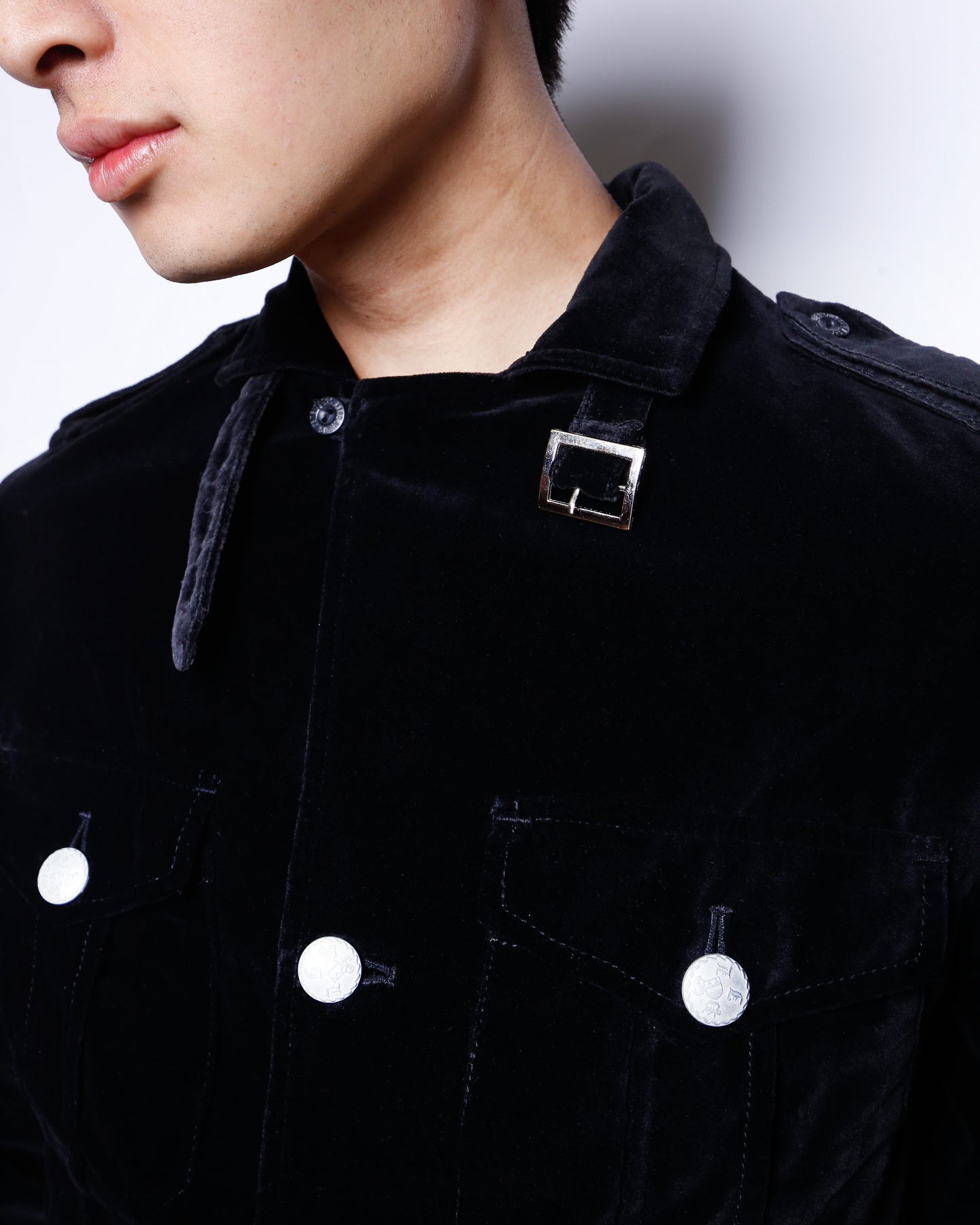 vintage cropped velvet officer jacket