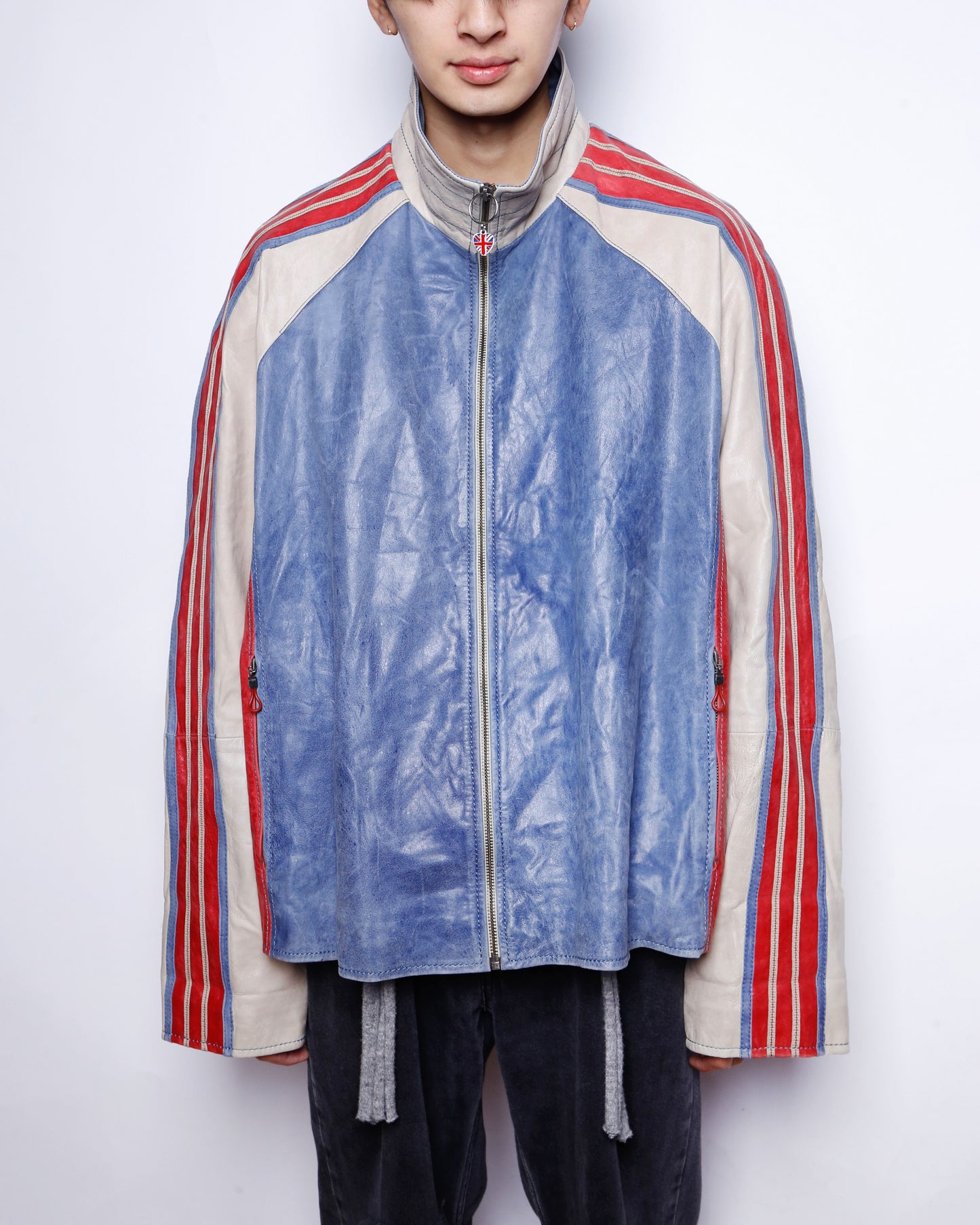 vintage fadded motorcycle leather jacket