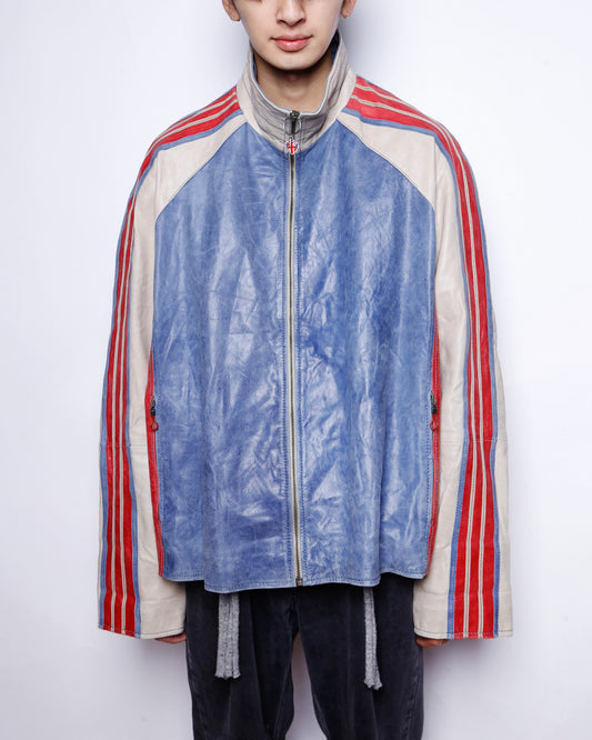 vintage fadded motorcycle leather jacket