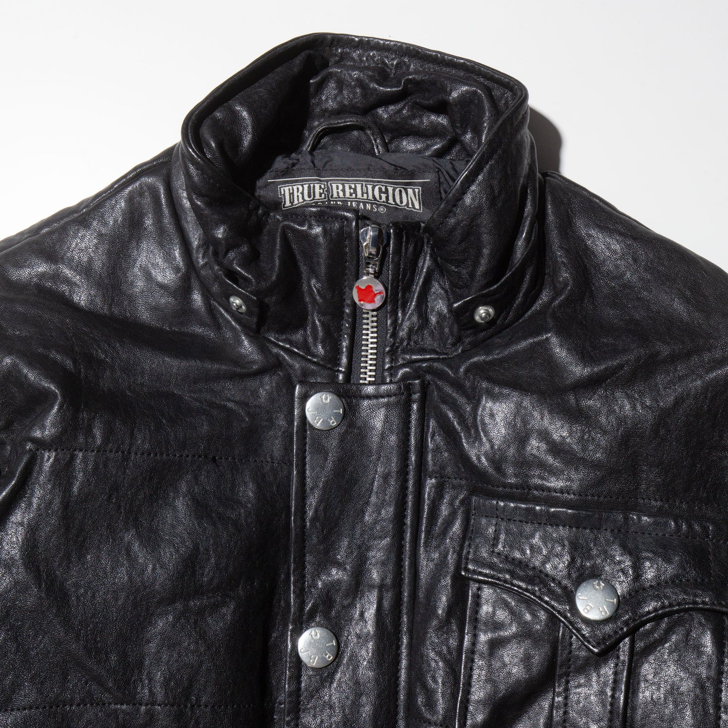 vintage 00's True Leligion utility leather jacket