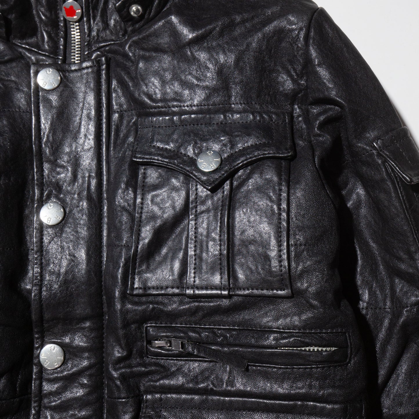 vintage 00's True Leligion utility leather jacket