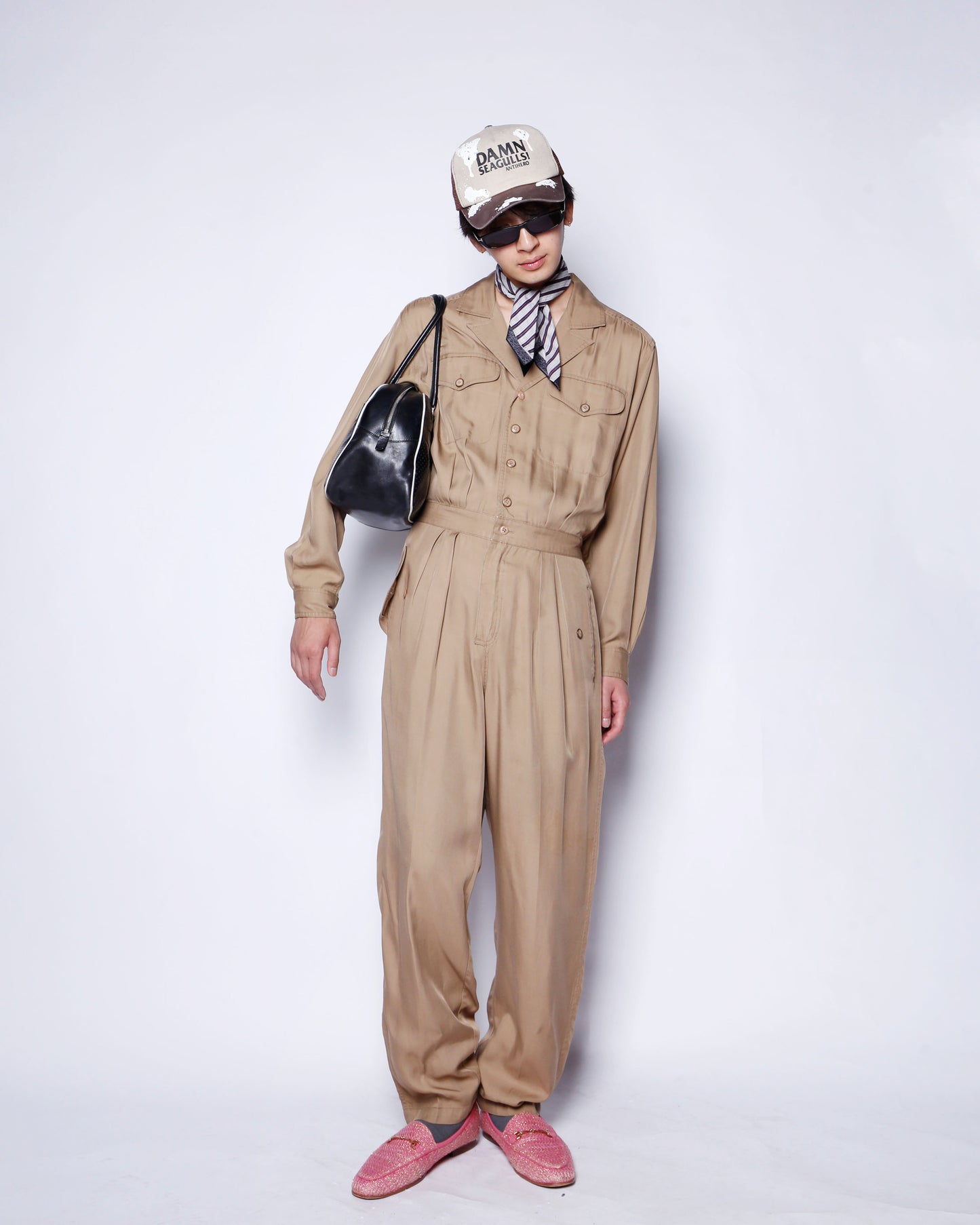 vintage rayon tucked jump suit