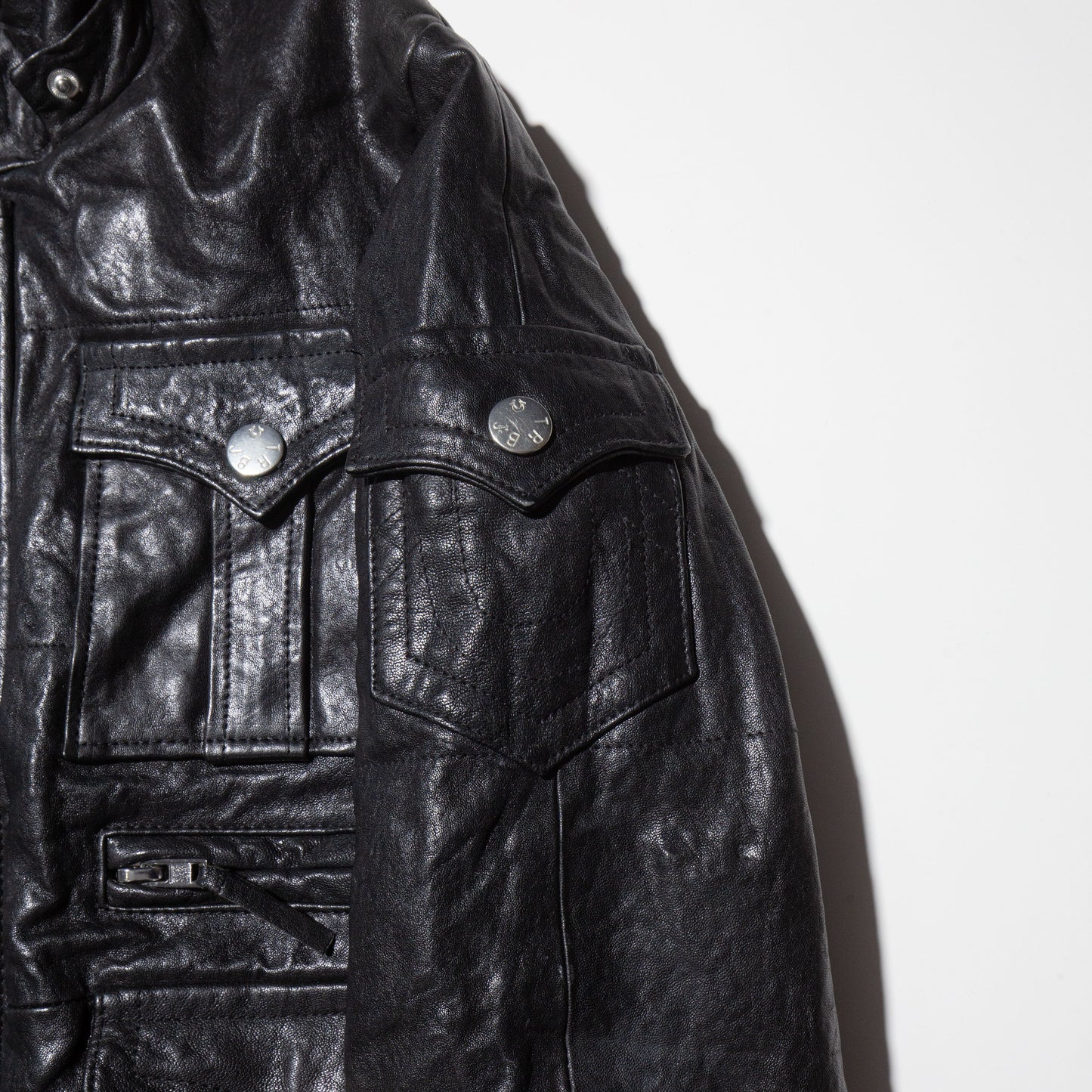 vintage 00's True Leligion utility leather jacket