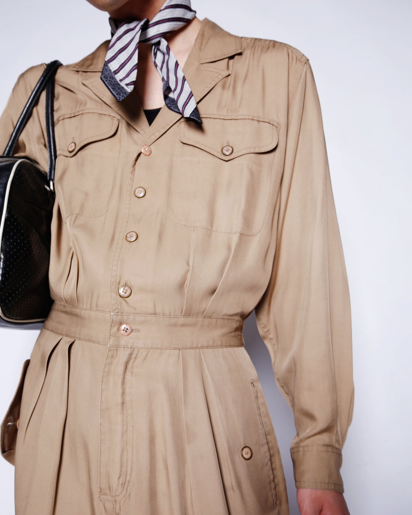 vintage rayon tucked jump suit