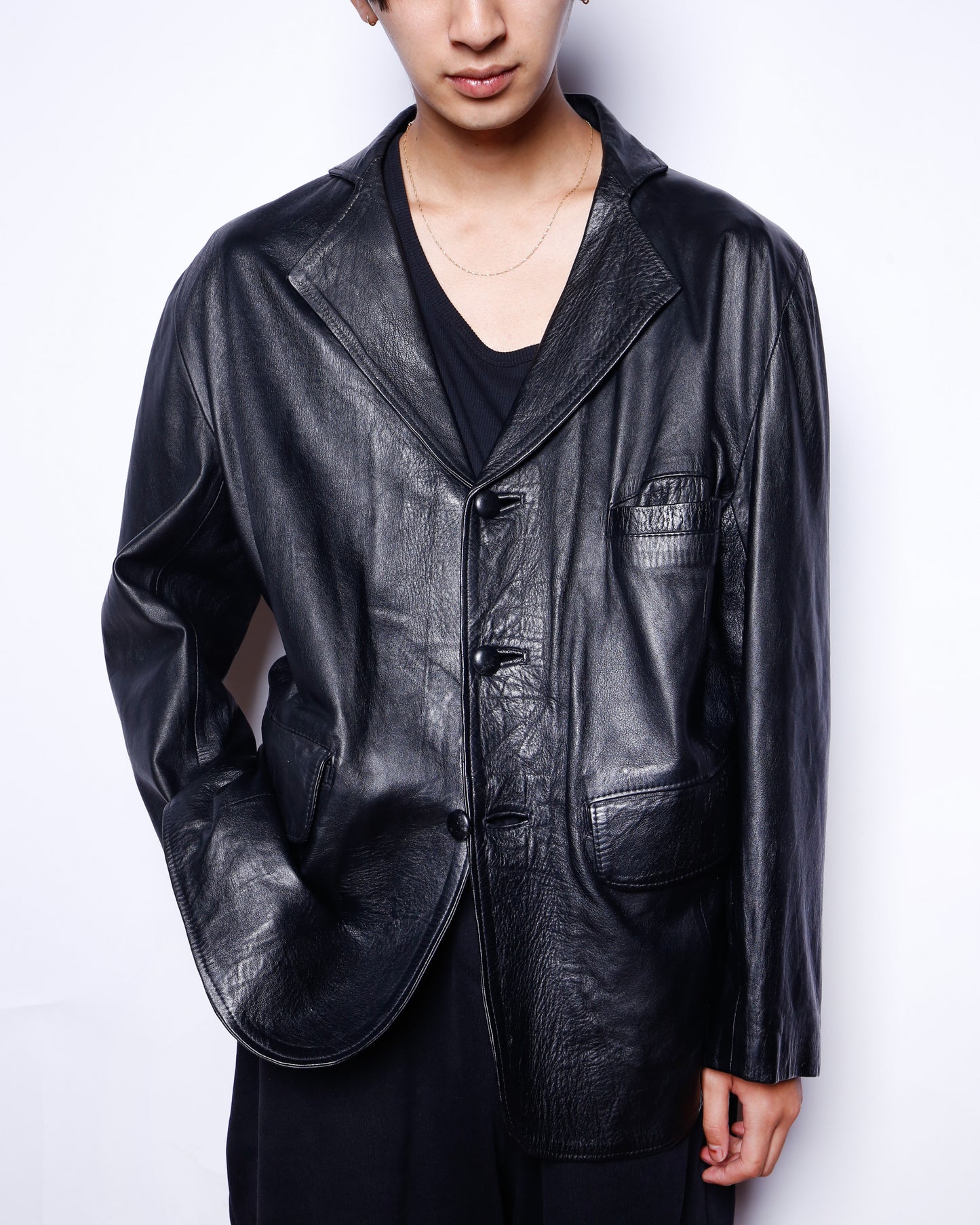 vintage leather tailored jacket