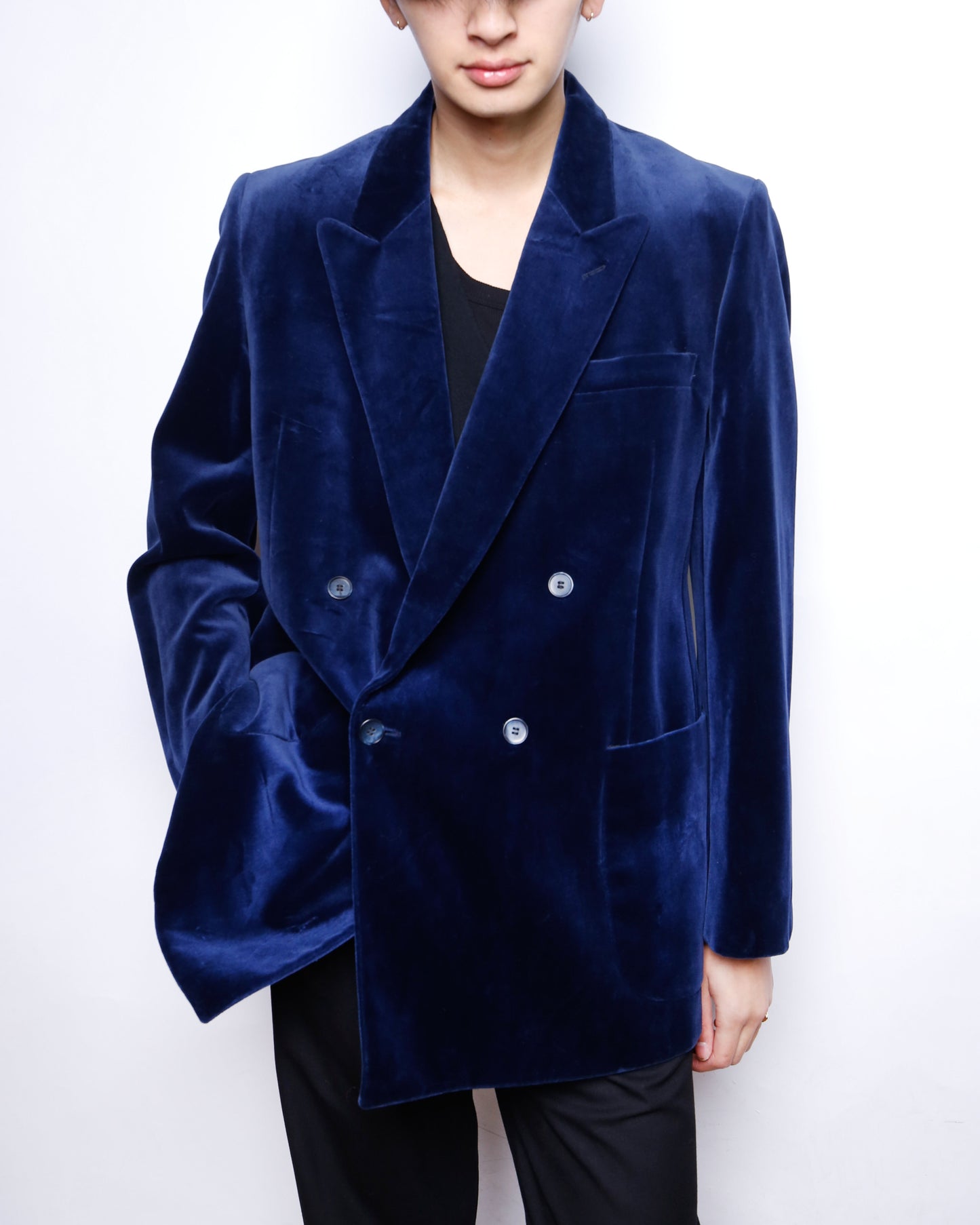 vintage euro double breasted velvet tailored jacket