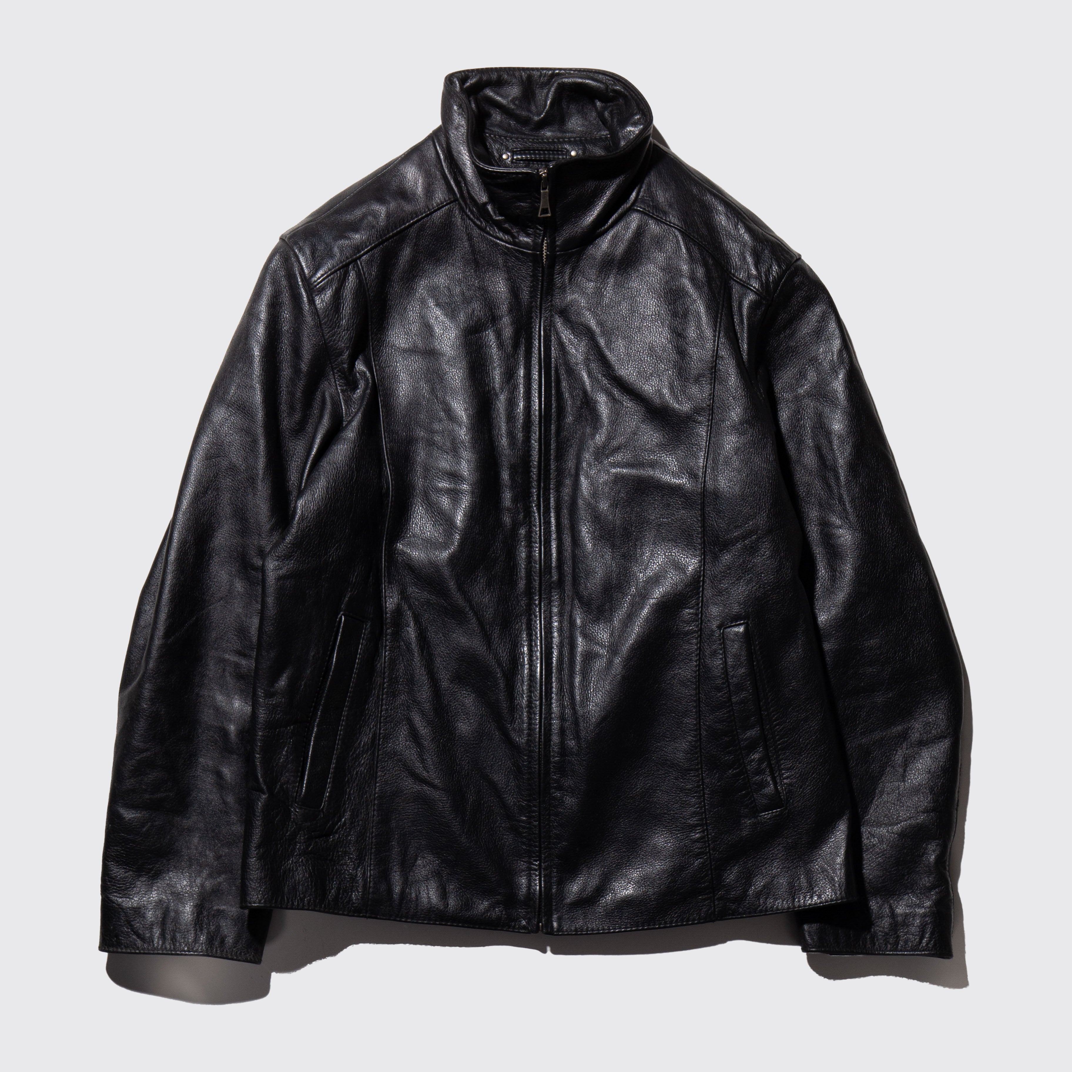 vintage stand collar leather jacket – NOILL