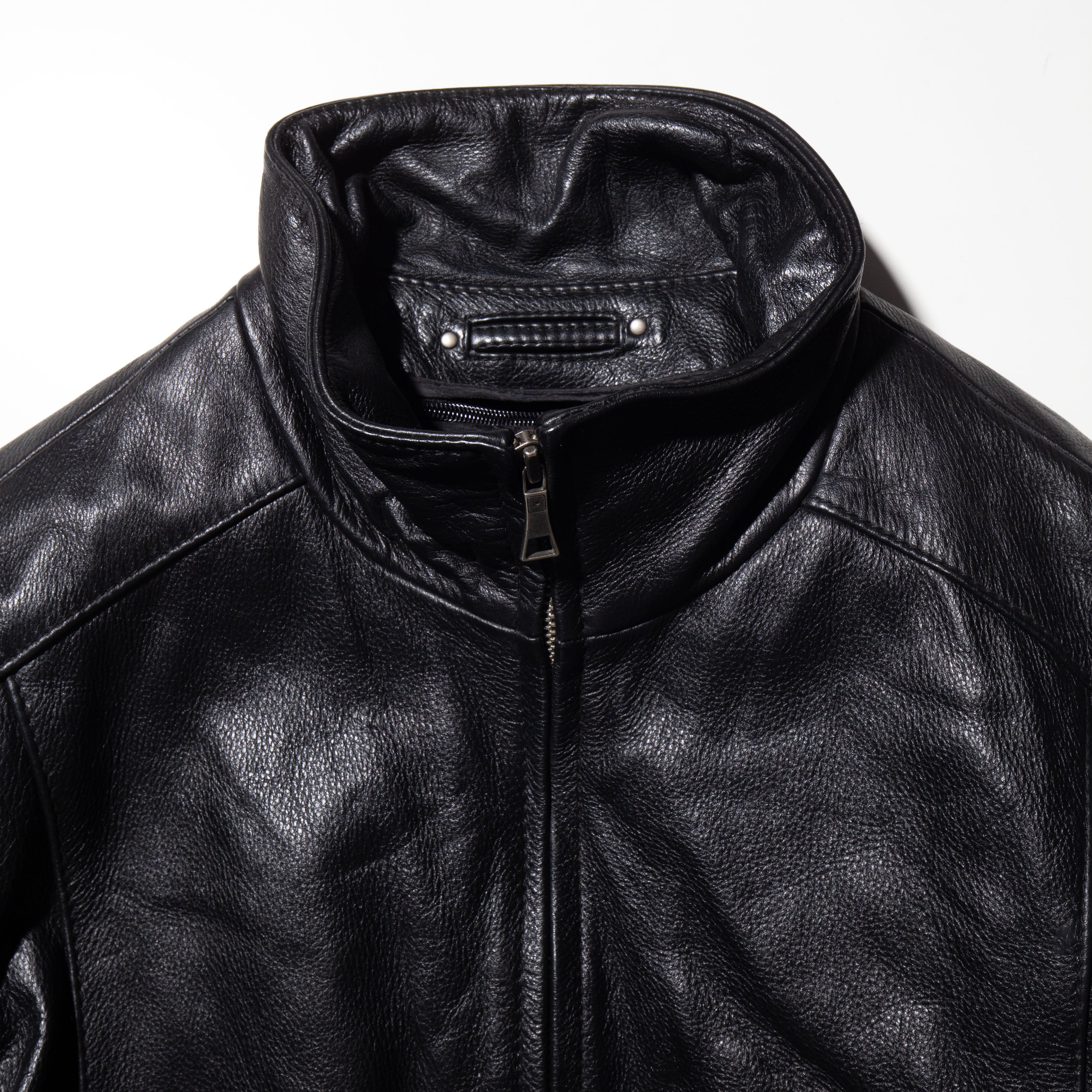 vintage stand collar leather jacket – NOILL