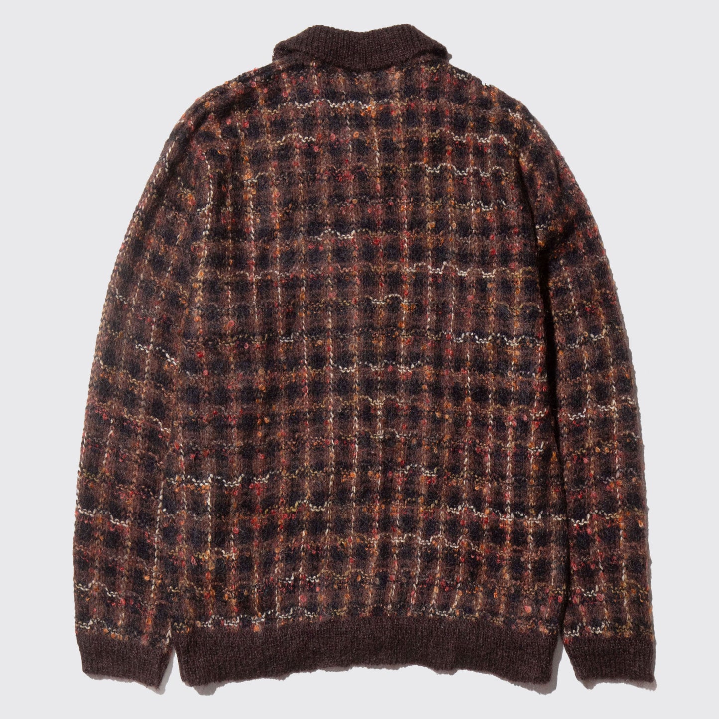 vintage check tweed knit jacket