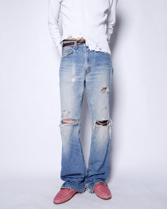 vintage 90's levi's 517 crush flare jeans