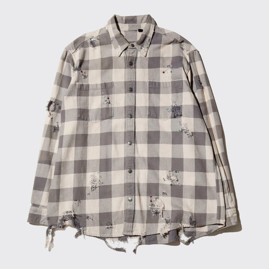 *one-off crystal studs broken flannel shirt