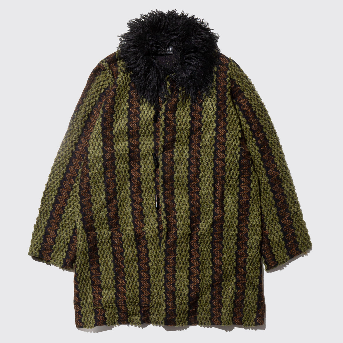 vintage fur collar jacquard coat