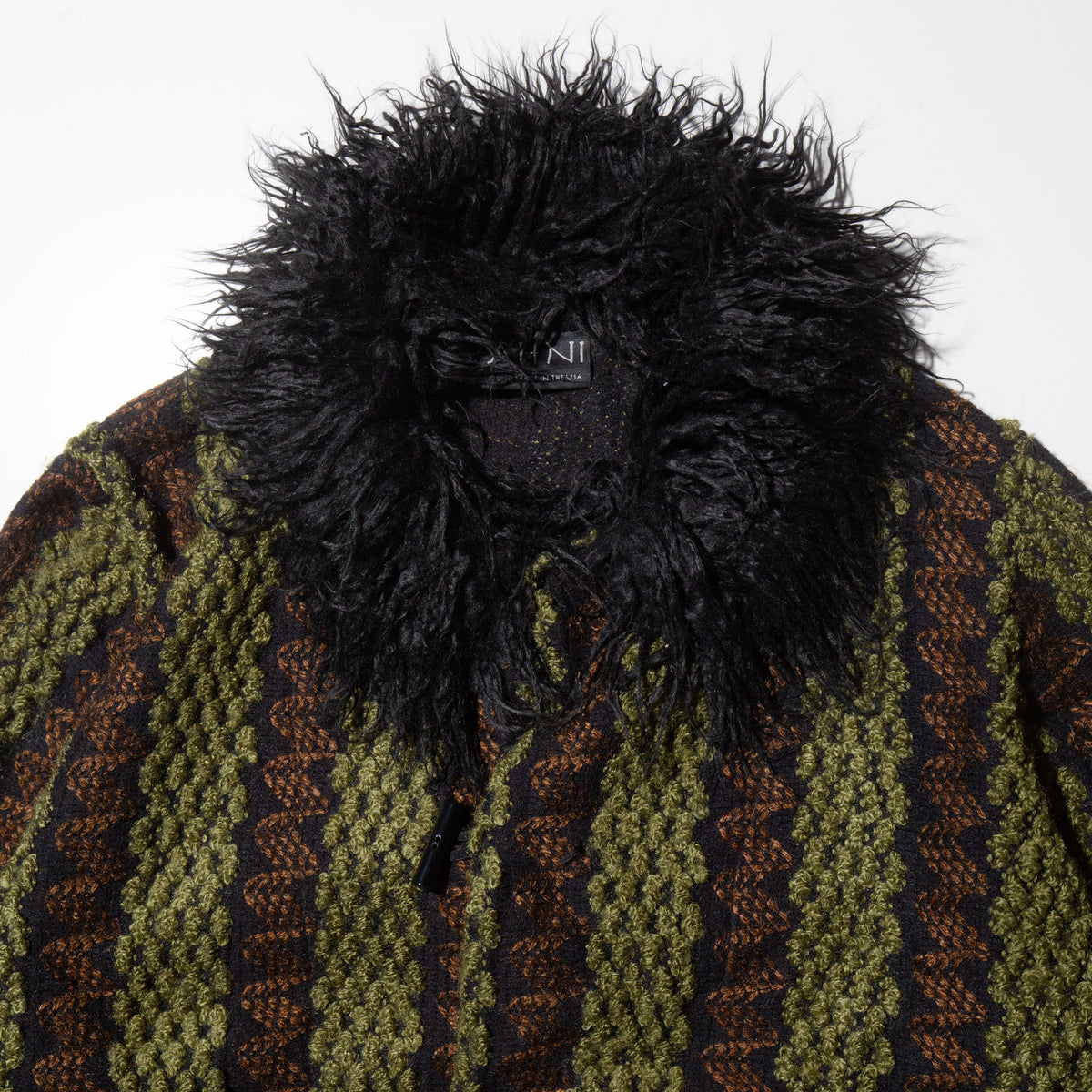 vintage fur collar jacquard coat