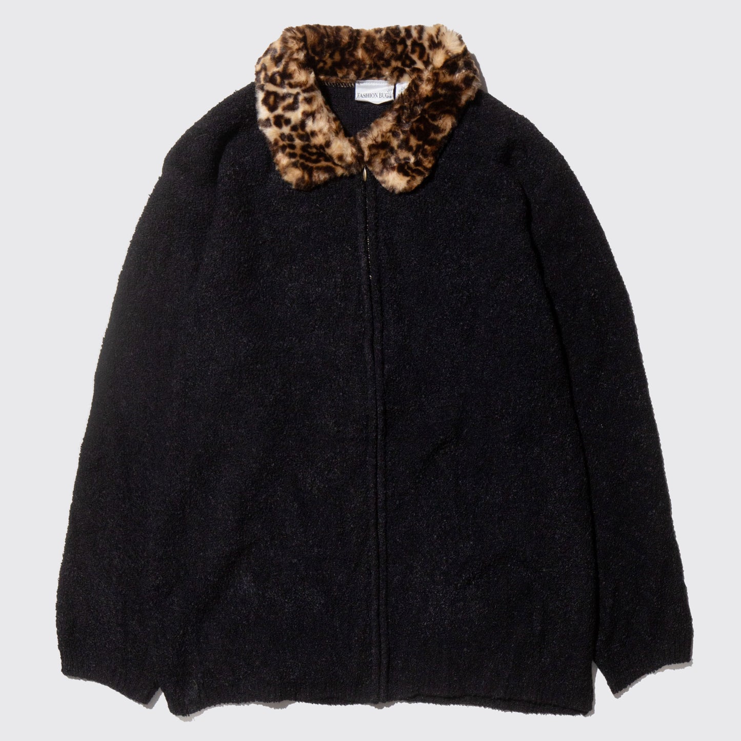 vintage leopard collar knit jacket