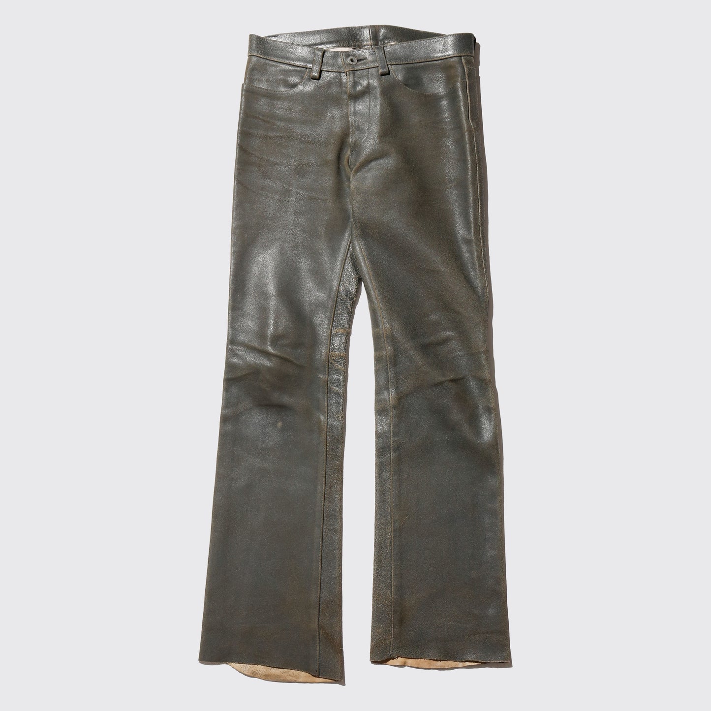 vintage distressed leather 5p trousers