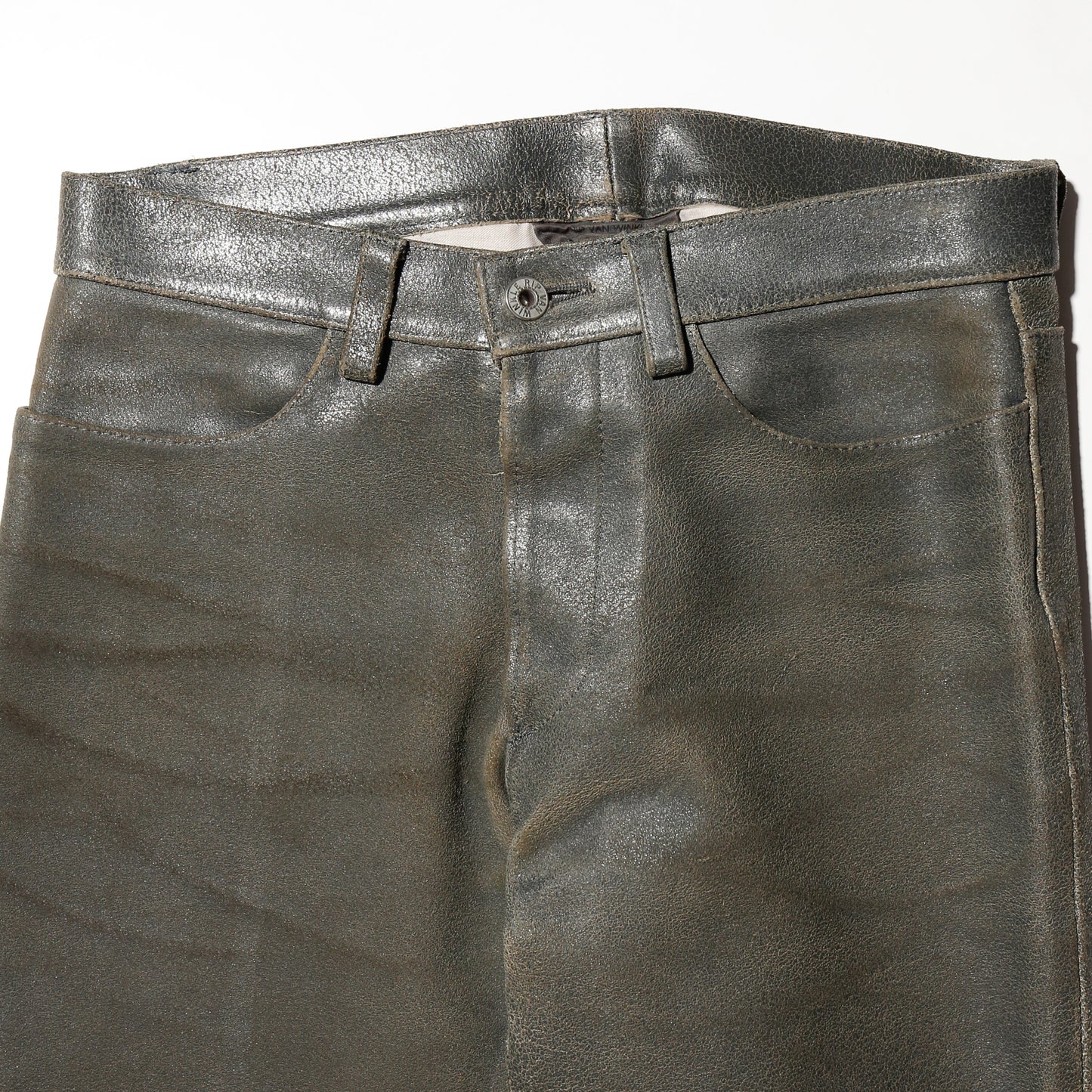 vintage distressed leather 5p trousers
