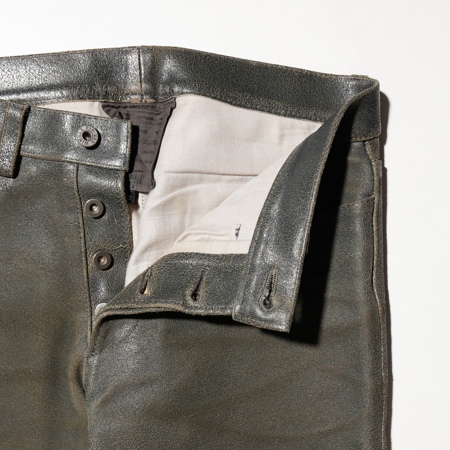 vintage distressed leather 5p trousers