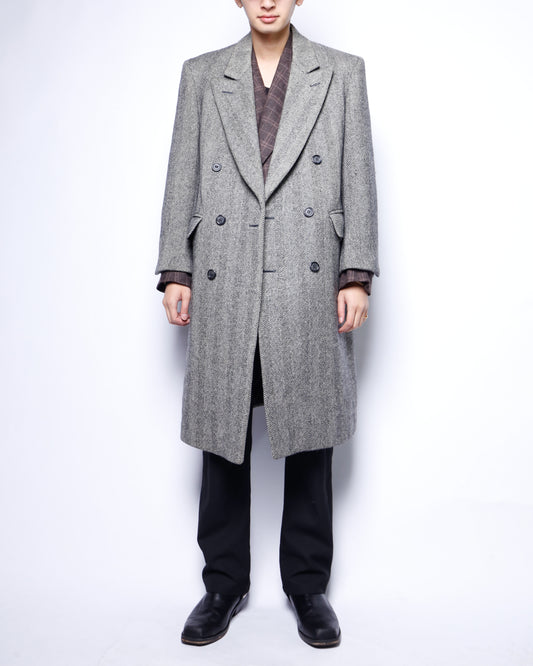 vintage 80's Dior herringbone double breasted chesterfield coat