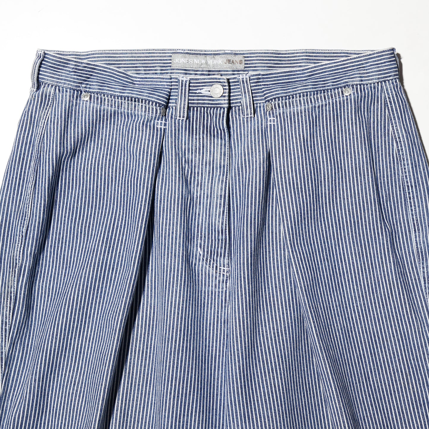 vintage hickory stripe tuck cropped trousers