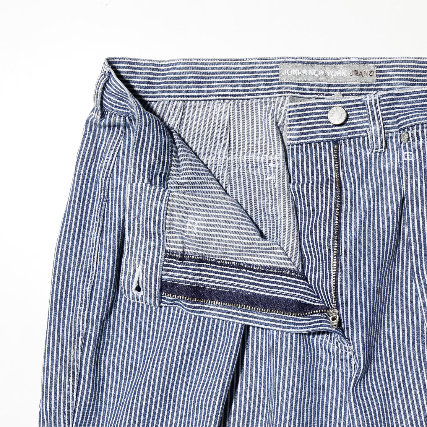 vintage hickory stripe tuck cropped trousers