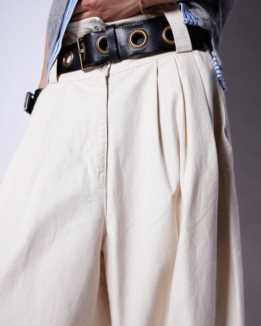 vintage tucked typewriter wide trousers