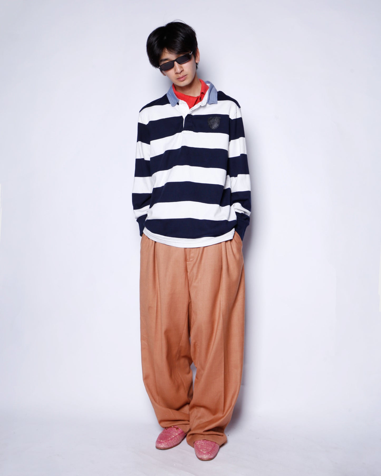 *one-off layered border polo shirt