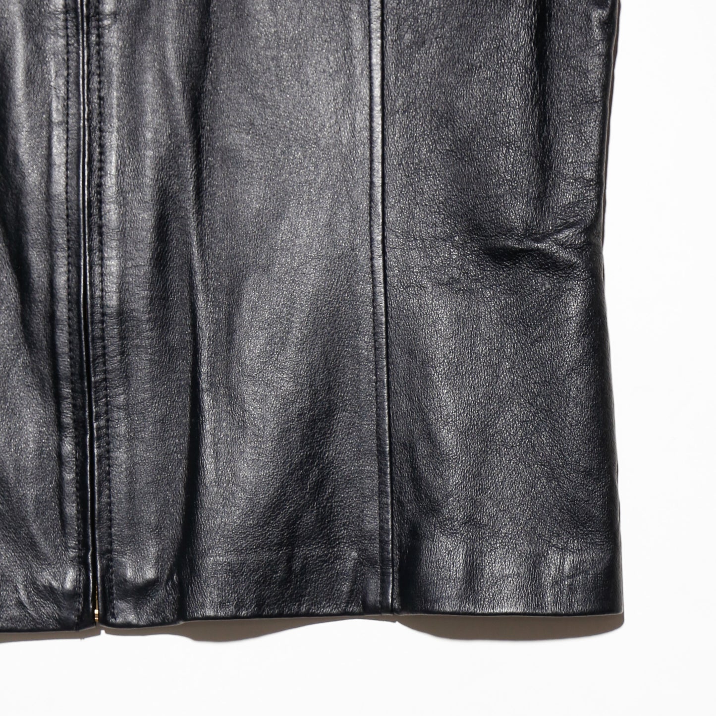 vintage leather combi knit jacket