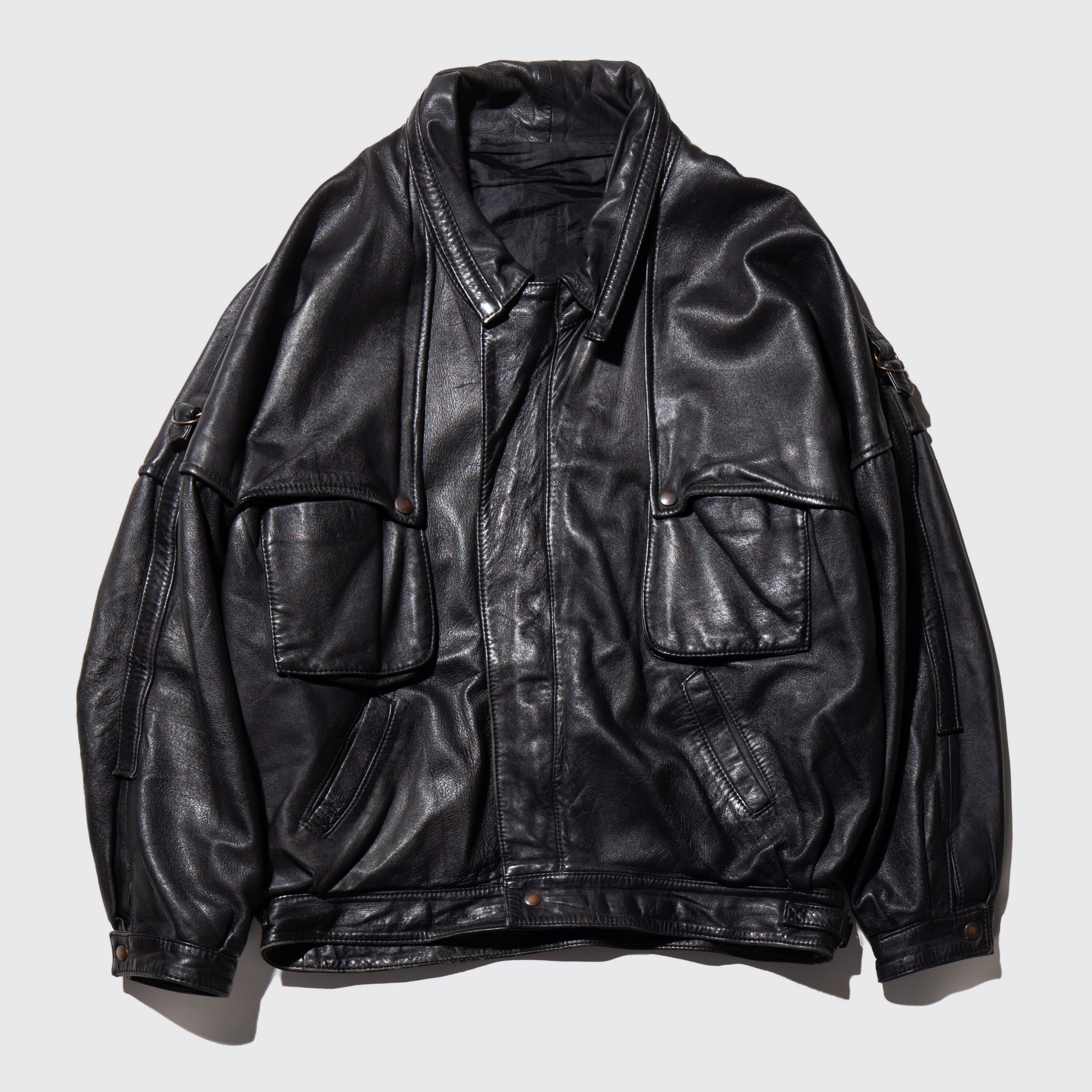 vintage flap wide leather jacket – NOILL