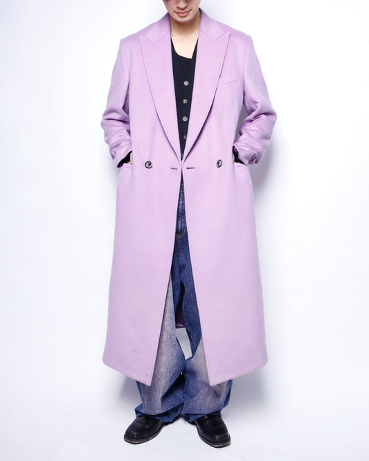 Versace lavender double breasted chesterfield coat