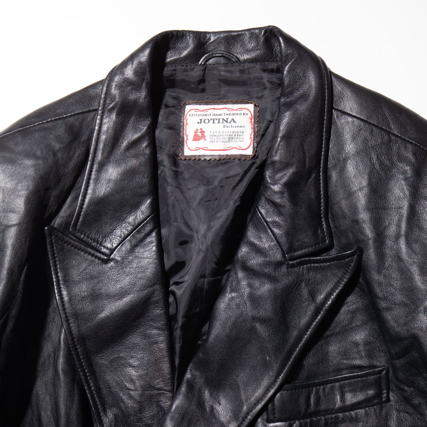 vintage double breasted leather tailored jacket
