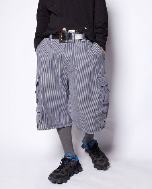 vintage knockout hickory stripe cargo shorts