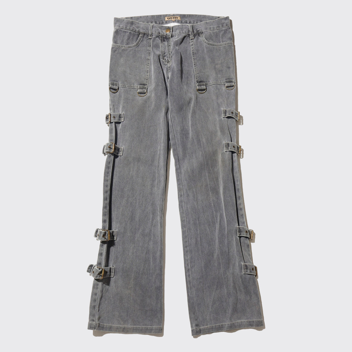 vintage strap bondage flare jeans