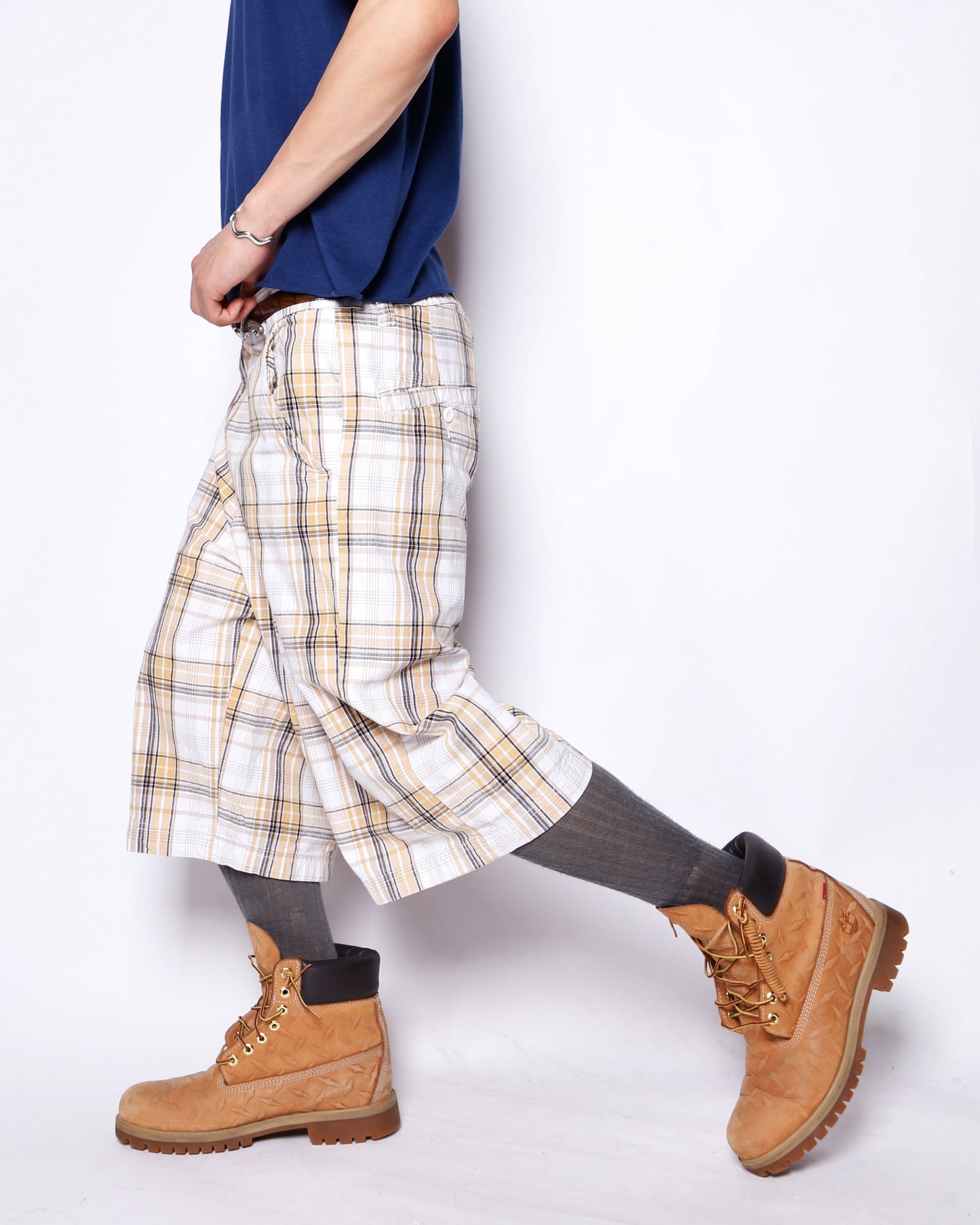 vintage south pole check wide shorts
