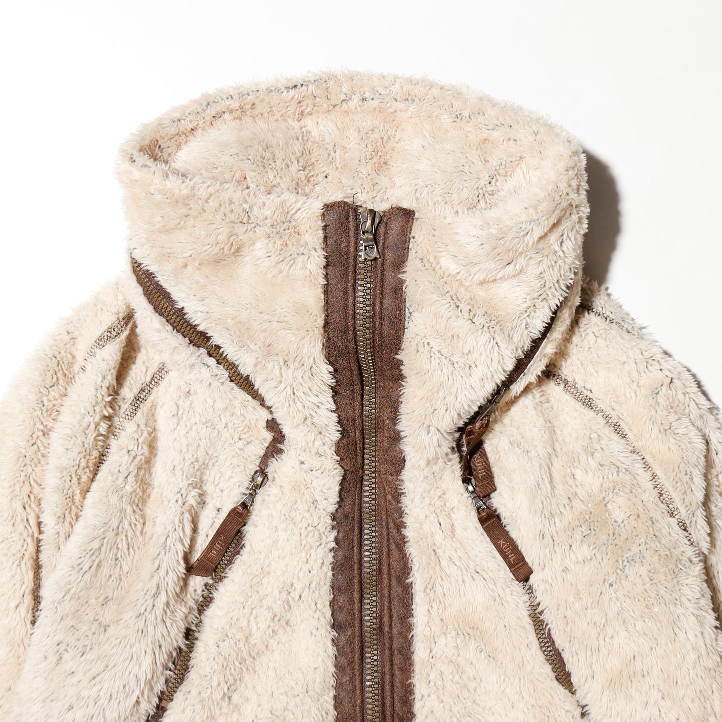 vintage diagonal zip teddy alpine jacket, *removal hoodie