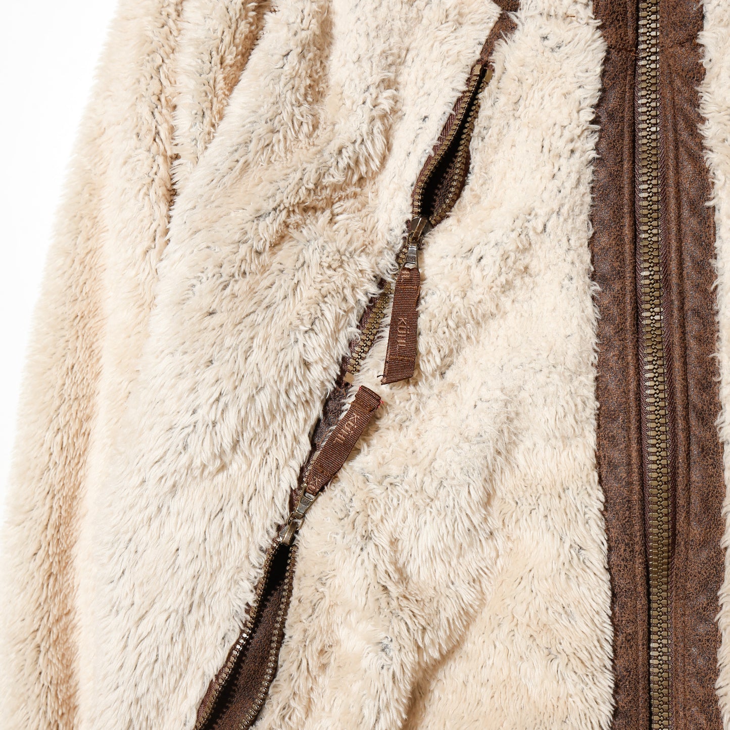 vintage diagonal zip teddy alpine jacket, *removal hoodie