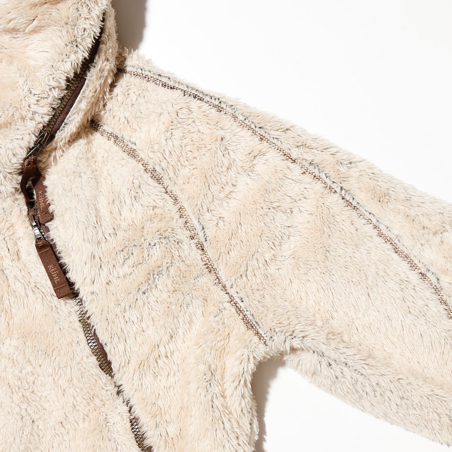 vintage diagonal zip teddy alpine jacket, *removal hoodie