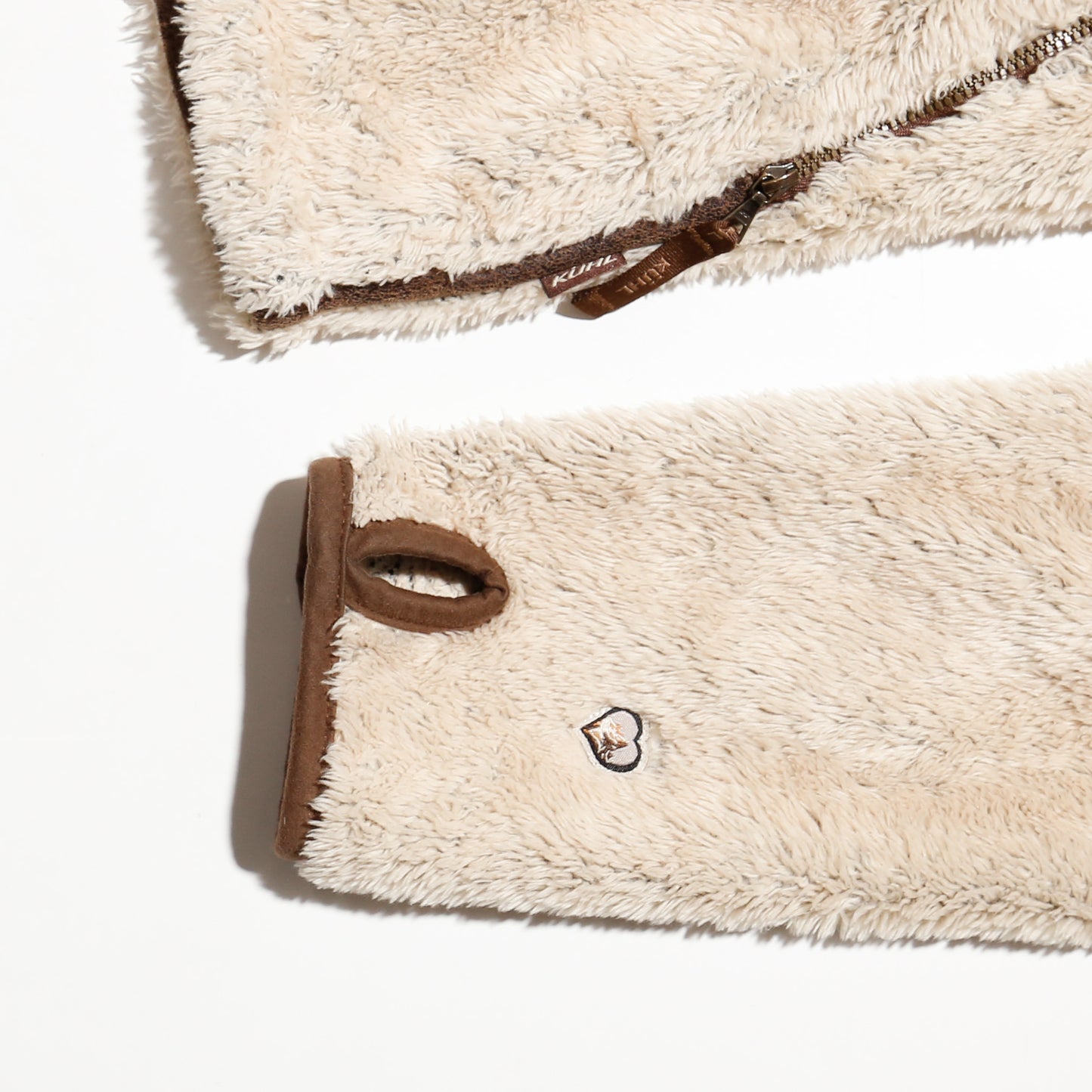 vintage diagonal zip teddy alpine jacket, *removal hoodie