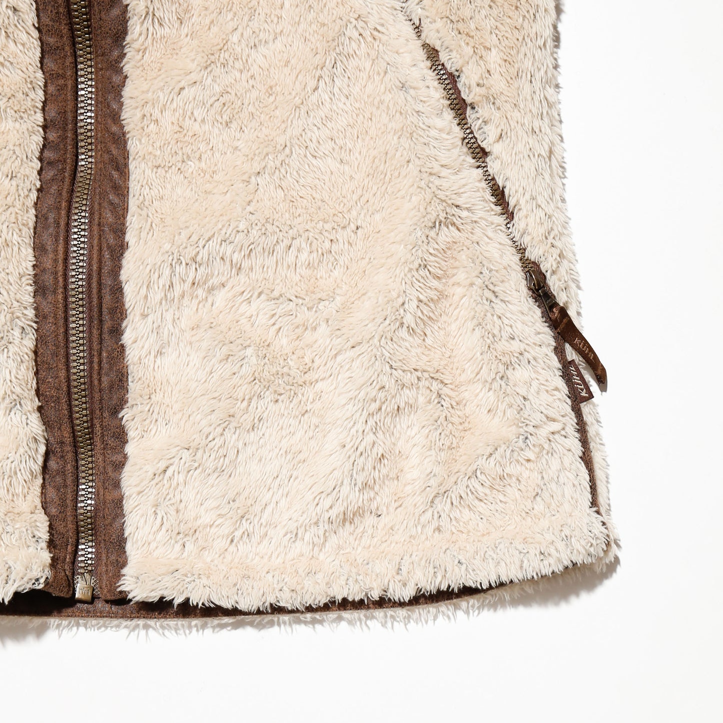 vintage diagonal zip teddy alpine jacket, *removal hoodie